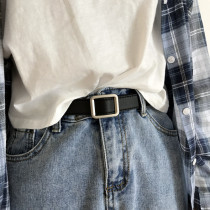 Pudding and summer Korean version of the new belt chic unbore retro style Rectangular Silver Matt Buttoned female belt