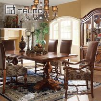  TALMD Tumai restaurant full set of furniture American country style solid wood wine cabinet dining table dining chair Rectangular dining table