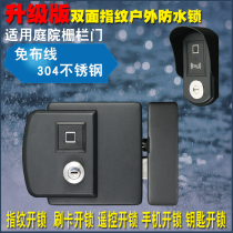 Wolf housekeeper outdoor waterproof fingerprint lock rainproof courtyard Aluminum art door lock double-sided fingerprint credit card old-fashioned smart lock