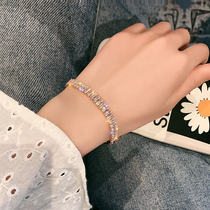 Small CK crystal texture bracelet womens 2021 summer new light luxury niche design cold wind adjustable full diamond hand string