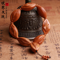  Olive core carving The source of life hand string Old oil hu carving text play Buddha beads bracelet men and women couples Su Gong handmade