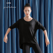 Dance practice clothes modern dance clothes female adult loose mid-sleeve dancing National classical shape black modal shirt