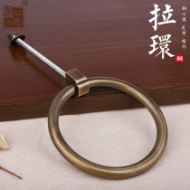 Copper heart Tongde Chinese antique door ring animal head round pull ring door handle pure copper vintage door handle accessories