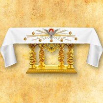  Holy Relics Holy card Rosary Rosary Cross Polish imported altar cloth Bible reading tablecloth Holy Spirit White 2613