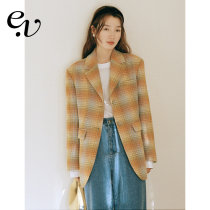 Even Vintage) fashionable fine Bi with limited bright original design plaid vintage suit jacket women