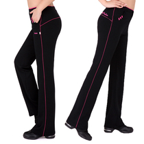 Womens spring and summer stretch high waist square dance pants group sports fitness pants womens breathable aerobics trousers
