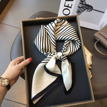 Hangzhou Silk 100% mulberry silk scarves Nordic minimalist striped real silk scarves women 70cm scarves scarves shawl