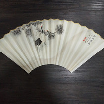 Pure hand-painted fan Gongbi flower and bird fan can be equipped with 9 9 5 inch 18 square fan bone Songhe longevity reverse blank