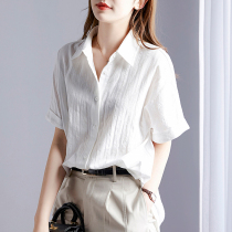 White shirt womens short-sleeved 2021 summer thin section loose thin fashion foreign style niche design sense of womens blouse