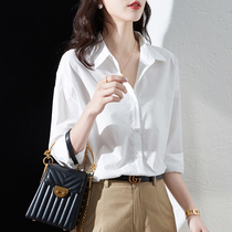 White shirt women loose 2021 spring and autumn fashion foreign style folding wear anti wrinkle niche design high sense long sleeve top
