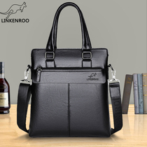 Lincoln Kangaroo Men Hand bag vertical business bag cowhide backpack A4 briefcase casual tide shoulder shoulder bag