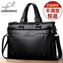 Kangaroo Men Handbag Crosswalk Bull Leather Business Briefcase Fashion Large Capacity Computer Bag Genuine Leather Single Shoulder Backpack