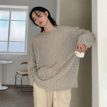 ANAN Korea Dongdaemun summer long-sleeved sweater for men and women thin micro-transparent loose oversize top
