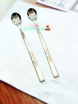 South Korea imported tableware 18-10 stainless steel orchid long handle spoon mixing spoon dessert spoon coffee spoon full five