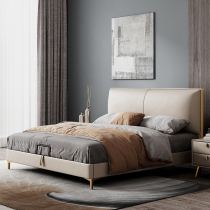 Italian minimalist light luxury leather bed 2 meters 2 2 meters large bed master bedroom modern minimalist 200×220 extra large bed 1 8