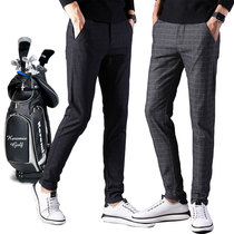 Golf mens casual pants summer thin mens pants slim straight trousers stretch Plaid gol ball pants