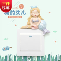 Creative Wall Decoration Seas Daughter Mermaid Switch To Cute Switch Adornment Girl Room Girls Heart Decoration