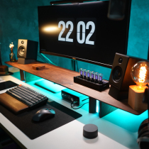 RGB colorful black walnut solid wood display heightened frame pad computer base desktop keyboard holder storage frame