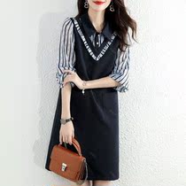 Cut the label original single export Italian boutique foreign trade tail single female splicing fake two long sleeve A dress