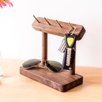 Solid wood key storage porch ornaments shelf creative living room door key hanger desktop storage box