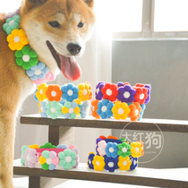 Flowers and rainbow Chai Pet Ornaments Cute Candy Tone Festival Magic Sticker Neckline Seven Colorful Flowers Ring Neck Dog