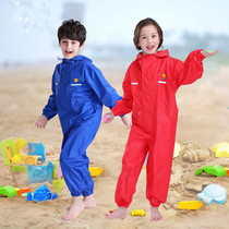 Childrens conjoined raincoat rain pants full body waterproof protective clothing poncho boys and girls children kindergarten baby