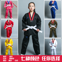 Taekwondo clothing Children adult men and women long sleeve training suit Red blue black yellow green performance suit