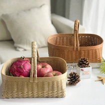 Single handle Square hand woven basket material package wide paper rattan paper rope DIY hand woven storage basket non-finished product