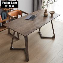 Nordic ash wood all solid wood desk minimalist writing desk modern minimalist home computer desk black office desk