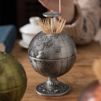 Globe Nordic ins press toothpick box creative personality retro automatic high-end home living room fashion ornaments
