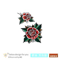 Retro rose tattoo stickers red rose old school men and women European and American waterproof lasting fresh tattoos Japanese