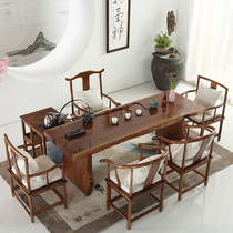 New Chinese tea table log solid wood board 1 meter 8 tea table tea set set one office tea table and chair combination