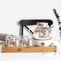Explosion-proof high temperature resistant glass cold water bottle large capacity cool kettle flower teapot afternoon tea set