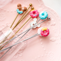 Cartoon cute donut mixing stick stick spoon coffee milk tea juice sand ice drink mixing stick spoon long handle