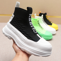 Spring socks boots male breathable inner heightening 6CM thick bottom high helping shoes 2022 new summer set foot short boots