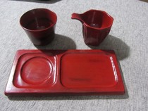 Clear cabin * lacquerware tea set Three sets 1 1 cup 1 fair cup 1 dry foam table