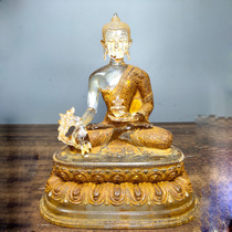 Folk antique antique collection gold old glazed Buddha statue ornaments Sakyamuni pharmacist