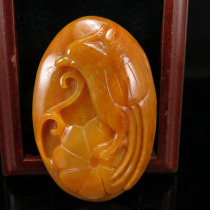 One price Yunnan natural color yellow dragon Jade precision carving pendant pendant bird flower fragrance