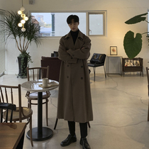 Bishe clothing 2021 new long windbreaker men Korean trend handsome English style brown loose coat