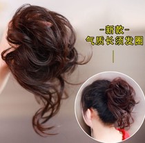 Wig womens ball head simulation hair floral headdress Hairband fluffy natural long beard floral headdress cheongsam plate hair wrap plate headdress