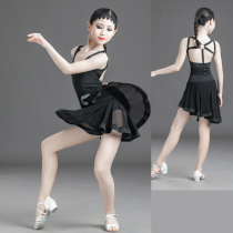 Female childrens Latin dance childrens competition stipulates art test performance dance clothes backless sling skirt Standard Professional Practice
