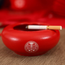 Wedding ceramic ashtray double joy ceramic large red Chinese fashion household living room ashtray wedding supplies