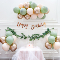 Childrens baby one-year-old balloon retro green forest birthday boys and girls party decoration package background wall layout