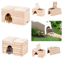 Japanese Marka CASA high hedgehog hamster bear rat guinea pig can open top log peace of mind wooden cabin wooden springboard pedal
