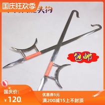Wushu equipment performance tiger head hook stainless steel double hook hand guard hook Crescent hook 18 weapons unopened