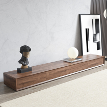 Italian Nordic Walnut modern simple TV cabinet Coffee table combination set Small apartment living room floor cabinet Wall cabinet