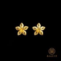Jinlantang 99 sterling silver gilded silk small flower earrings