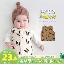 Baby waistcoat spring autumn 1 year old child vest spring pure cotton newborn baby Mclip outside wearing boy Khamshoulder woman