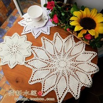 Fresh Water Lotus Manual Crochet Hook Flower Pure Cotton Woven Shooting Props Disc Table Decorative Cushion Beige 25-40cm