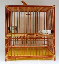 Embroidered Eye Bird Cage Fried Bamboo Flower Door Flower Foot Embroidered Eye and String Board Top Cage Full Cage]